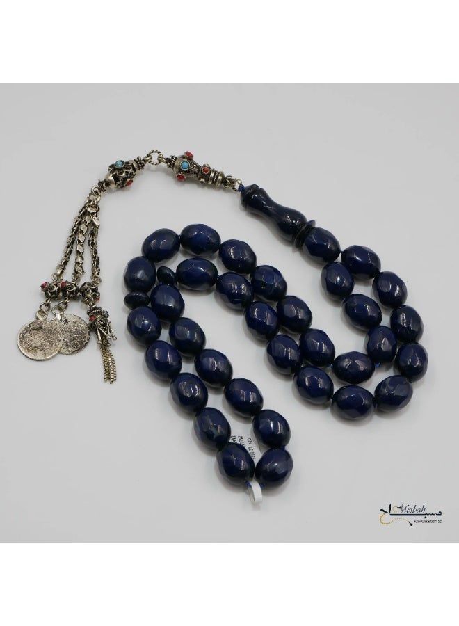 Antique German Muski Bakelite Rosary – 33 Beads (13–17 mm) – Pigeon Egg Cut – Silver Nasal - Image 1